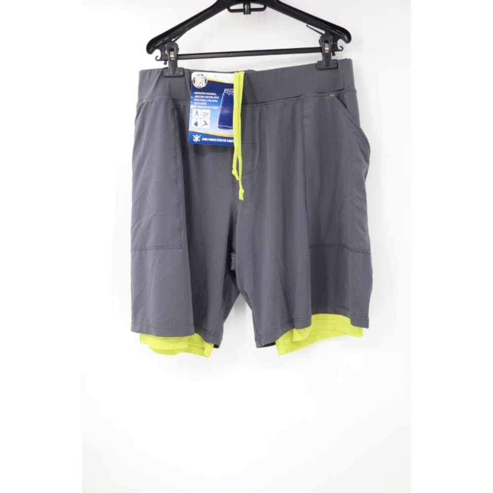 NWT Biggest loser shorts Mens XL core power stretch gray lined 9.5" workout gym